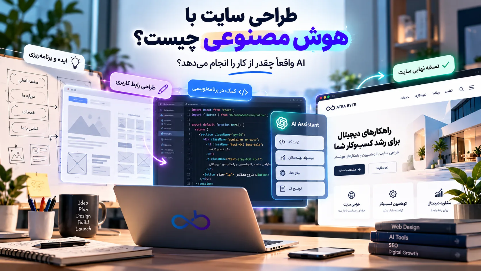 طراحی سایت با هوش مصنوعی و نقش AI در طراحی، برنامه‌نویسی و توسعه وب